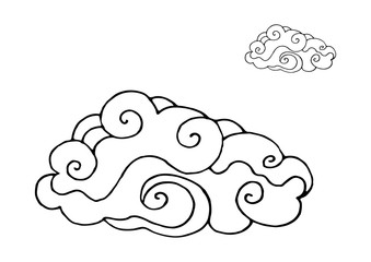 Cloud. Decorative hand drawn element. Icon. Vector illustration