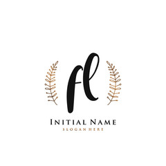 FL Initial handwriting logo vector