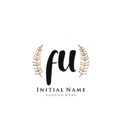 Obraz premium FU Initial handwriting logo vector