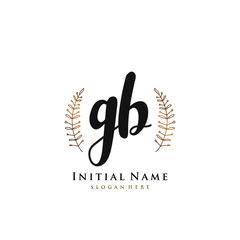 GB Initial handwriting logo vector