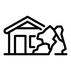 Falling rock house icon. Outline falling rock house vector icon for web design isolated on white background