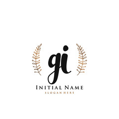 Obraz premium GI Initial handwriting logo vector