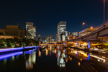 Fototapeta na wymiar 大阪中之島堂島川の夜景