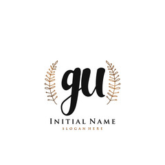 GU Initial handwriting logo vector