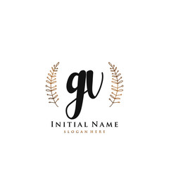 GV Initial handwriting logo vector
