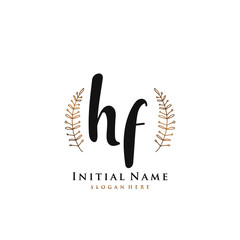 HF Initial handwriting logo vector