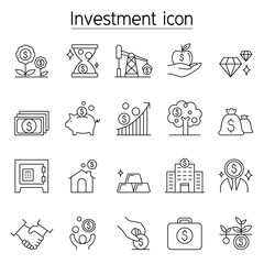 Investment & banking icon set in thin line style