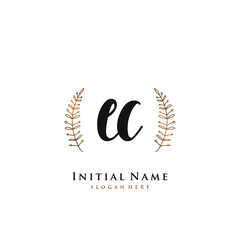 Obraz premium EC Initial handwriting logo vector
