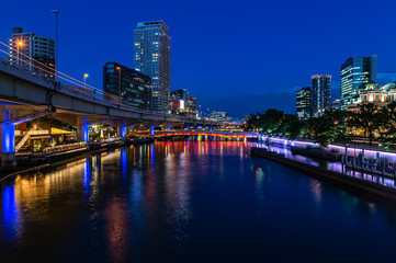 大阪中之島、堂島川の夜景、鉾流橋（ほこながしばし）