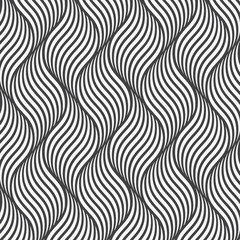 Seamless pattern with geometric waves. Endless stylish texture. Ripple monochrome background. Pattern is clean for fabric, wallpaper, printing. Pattern is on swatches panel.