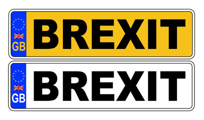 UK Front And Back Number Plate With Text Brexit