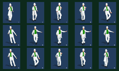 Gentleman Dancing animation sprite sheet vector illustration.. Can be used for GIF animation. Loop animation vector.