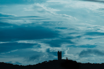 Obraz premium Clouds above the hills at Wankaner, Gujarat, India