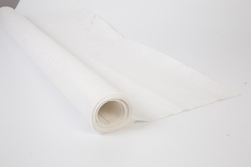 Roll of white Thick fabric on the white background