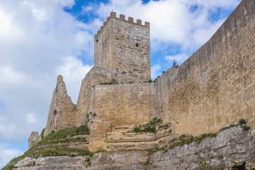 Fototapeta na wymiar Walls of Lombardy Castle in Enna city on Sicily Island in Italy