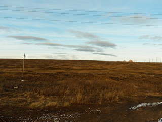 view of the steppe on a clear Sunny winter day