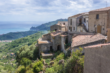 Historic buildings in Savoca, small town on Sicily in Italy