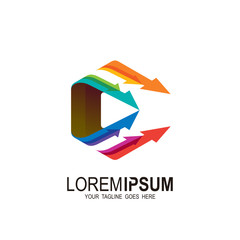 Arrow logo and hexagon design combination, Colorful logo