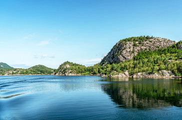 Fototapeta na wymiar Sea fjord mountain landscape, Lysefjord, Norway