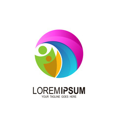 People logo with abstract design, Family logo and wave icon 