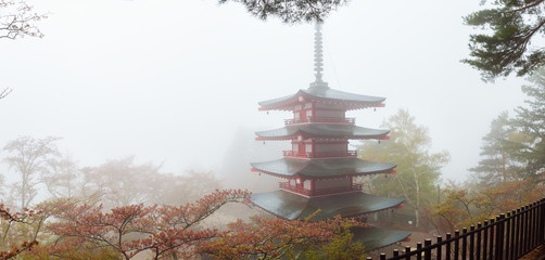 Chureito Pagoda near Fuji mountain at Fujiyoshida in Japan