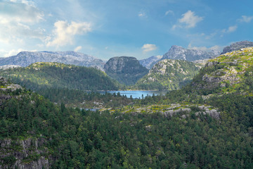 Fototapeta na wymiar Lysefjord sea rocky fjord mountain landscape view, Norway