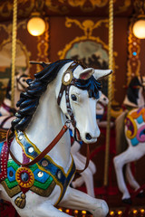 Ancient German Horse Carousel built in 1896 in Navona Square, Rome, Italy