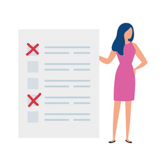 business woman with vote form isolated icon vector illustration design