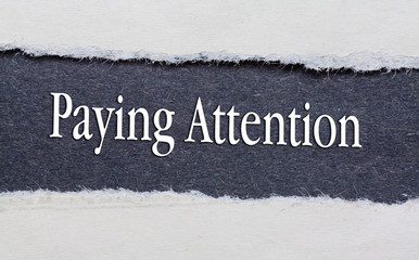 Paying Attention words under torn black paper.