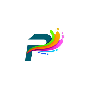 P logo, Letter p logo with wave icon template, Colorful logo 