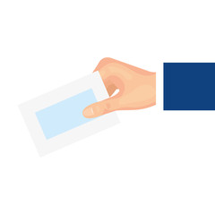hand with paper isolated icon vector illustration design