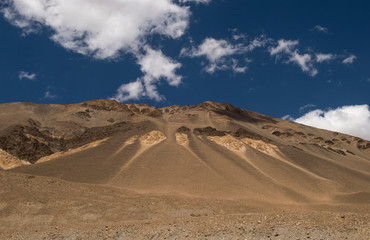 Textured mountains near pangong lake, Ladakh, India, Asia