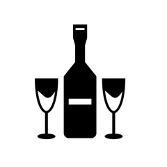 Wine and bottle icon vector.