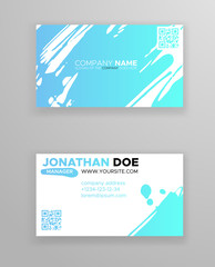 Creative color business card templates with minimalistic design. Abstract ink brush strokes.