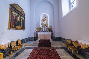 Side altar in Saint Nicholas Church located in historic part of Randazzo city on Sicily Island in...