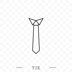 Tie Icon line, linear Vector Illustration On white Background Eps 10. Tie Icon in trendy style isolated.  Necktie symbol for your web site design, logo, app, UI. Vector illustration, EPS 10. black