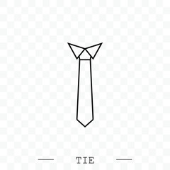 Tie Icon line, linear Vector Illustration On white Background Eps 10. Tie Icon in trendy style isolated.  Necktie symbol for your web site design, logo, app, UI. Vector illustration, EPS 10. black