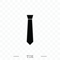 Tie Icon black flat Vector Illustration On white Background Eps 10. Tie Icon in trendy style isolated.  Necktie symbol for your web site design, logo, app, UI. Vector illustration, EPS 10. black