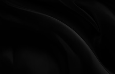 Black gray satin dark fabric texture luxurious shiny that is abstract silk cloth background with patterns soft waves blur beautiful.