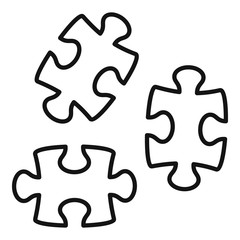 Jigsaw icon. Outline jigsaw vector icon for web design isolated on white background