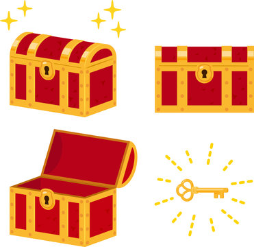 閉じた宝箱 開いた宝箱のイラストセット Stock Vector Adobe Stock