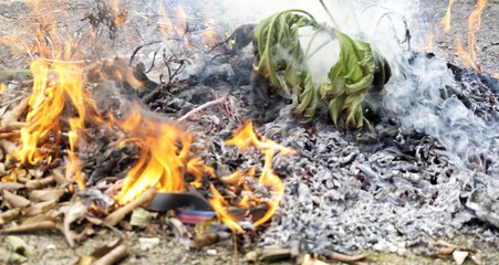 Image of fire burning and smoke