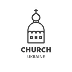 Church  thin line icon. Ukrainian symbols. Vector illustration symbol element for web design. .