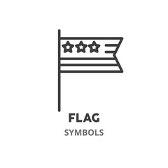 American flag thin line icon. The USA symbols. Vector illustration symbol element for web design. .