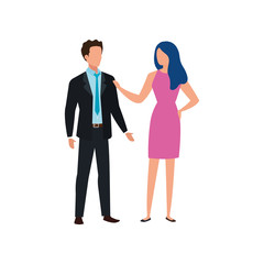 business couple elegant avatar character vector illustration design