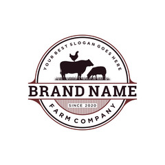 vintage livestock logo design, vector concept illustration