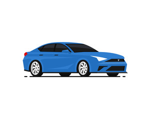 Fototapeta na wymiar Car vector illustration. Blue Sedan. Vehicles transport. Auto Icon in flat style. Pictogram isolated on white background.