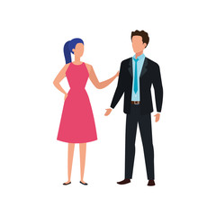 business couple elegant avatar character vector illustration design
