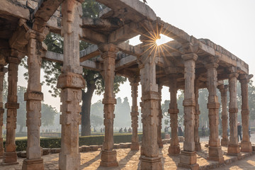 Fototapeta premium Ruins of Qutub Minar complex, a UNESCO world heritage site in New Delhi, India