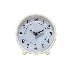 White table clock isolated on white background.